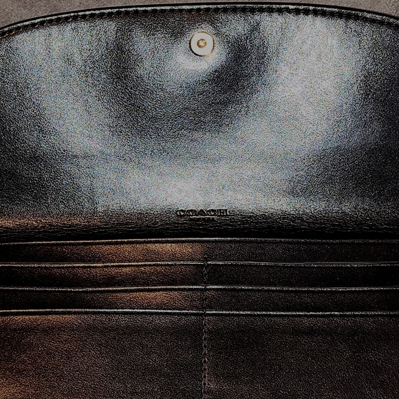 COACH SIGNATURE MONOGRAM TRI-FOLD LONG SNAP WALLET COATED CANVAS & LEATHER NWOT - Picture 3 of 15